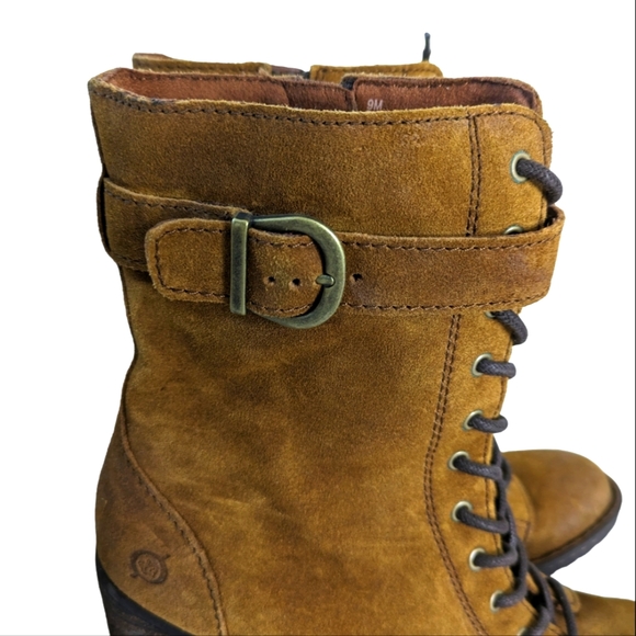 Born Rust Brown  Distressed Suede Cass Block Heel Boots...Size 9M - Picture 7 of 10